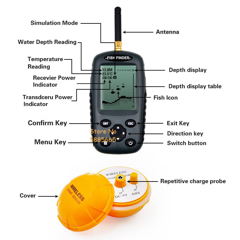 Умный портативный эхолот для п – обзор и цена Fishing Boat Depth Finder
